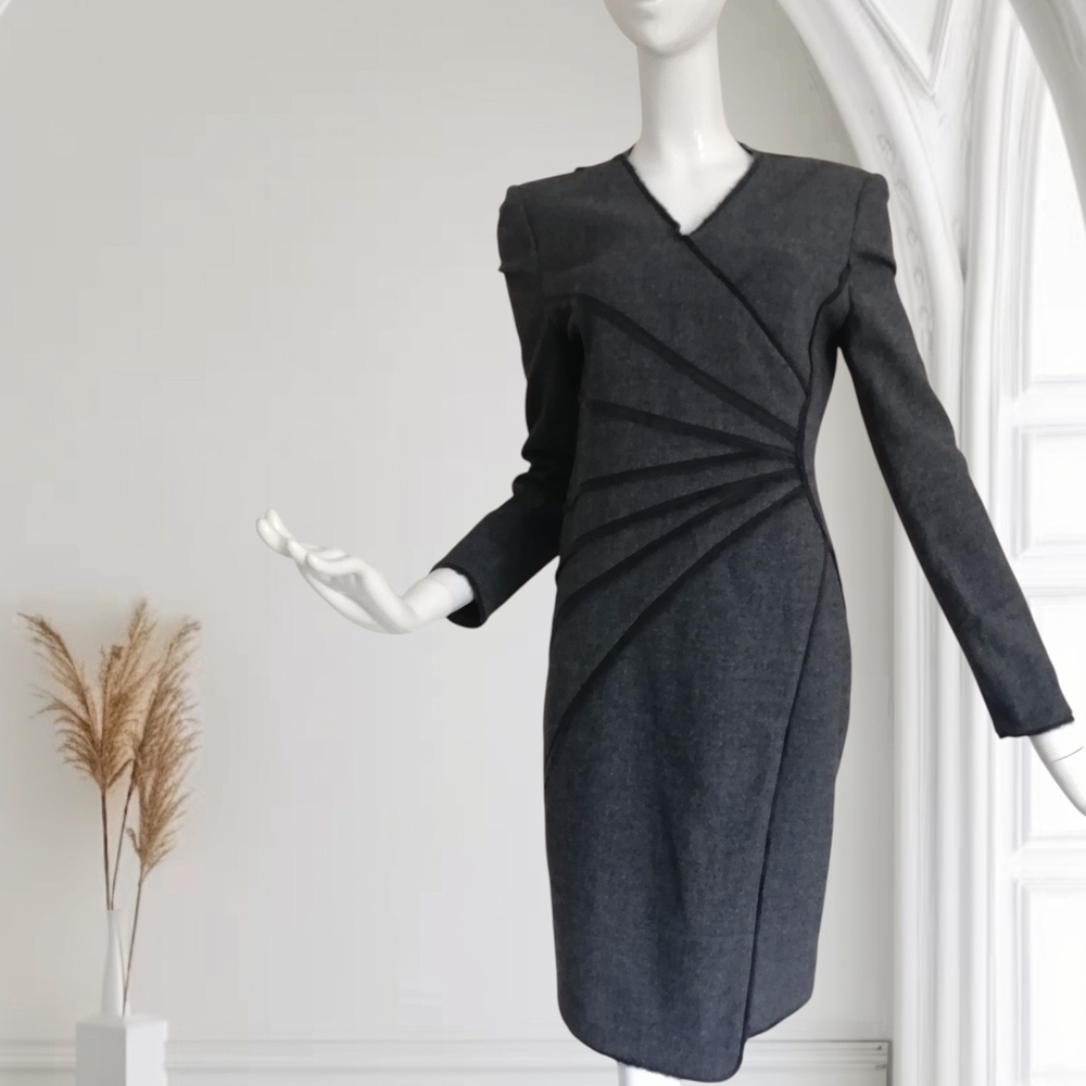 Chic Charcoal Long Sleeve Dress